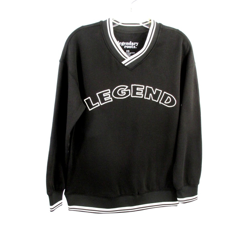 Legendary Rootz Mens XS Black Embroidered Legend V-Neck Sweatshirt LER0025U2013